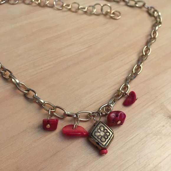 Gold chain, dangle beads adjustable choker - Picture 6 of 7